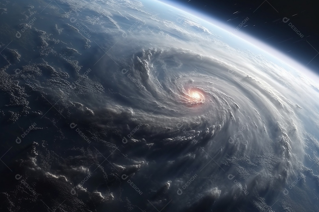 Clima de furacão uma super tempestade tomando vista do espaço