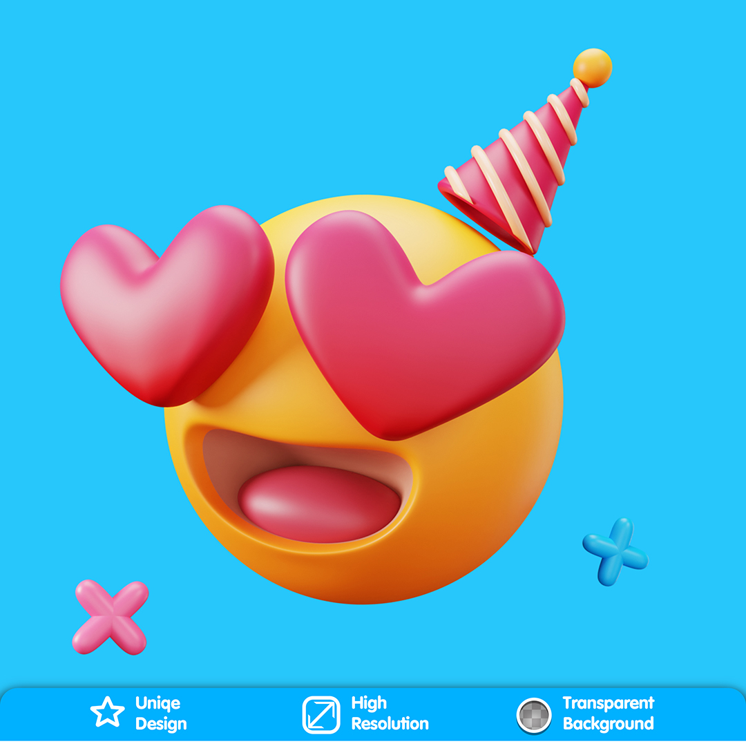 Emoji Apaixonado Elemento 3D Para Composição PSD