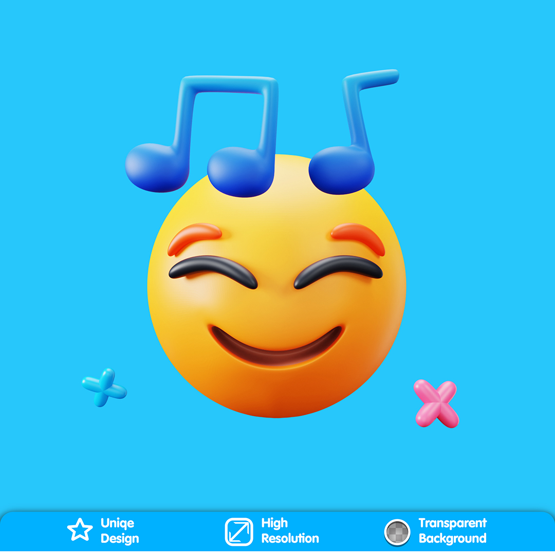 Emoji Escutando Musica Elemento 3D Para Composição PSD