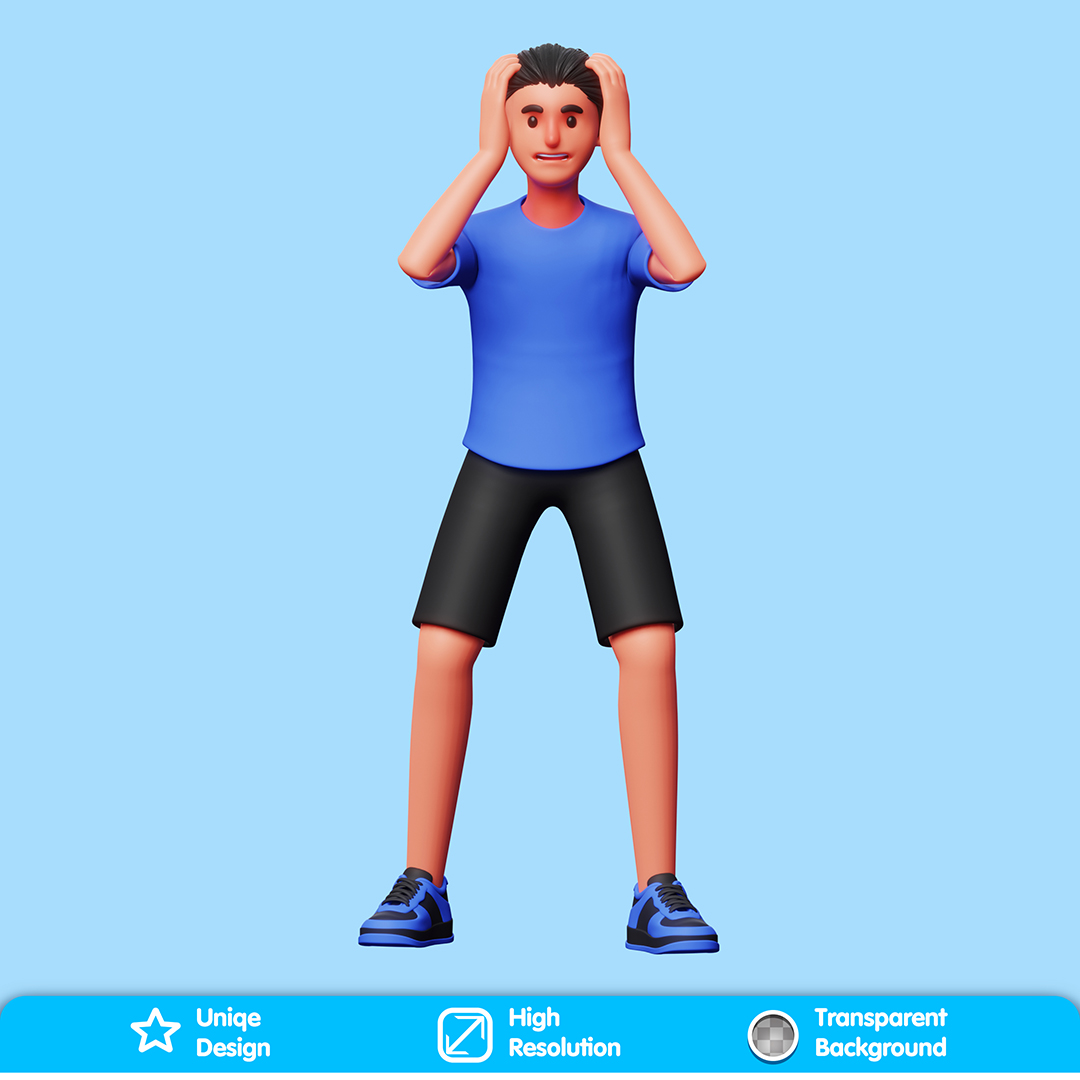 Personagem Com As Mãos Elemento 3D Composição PSD