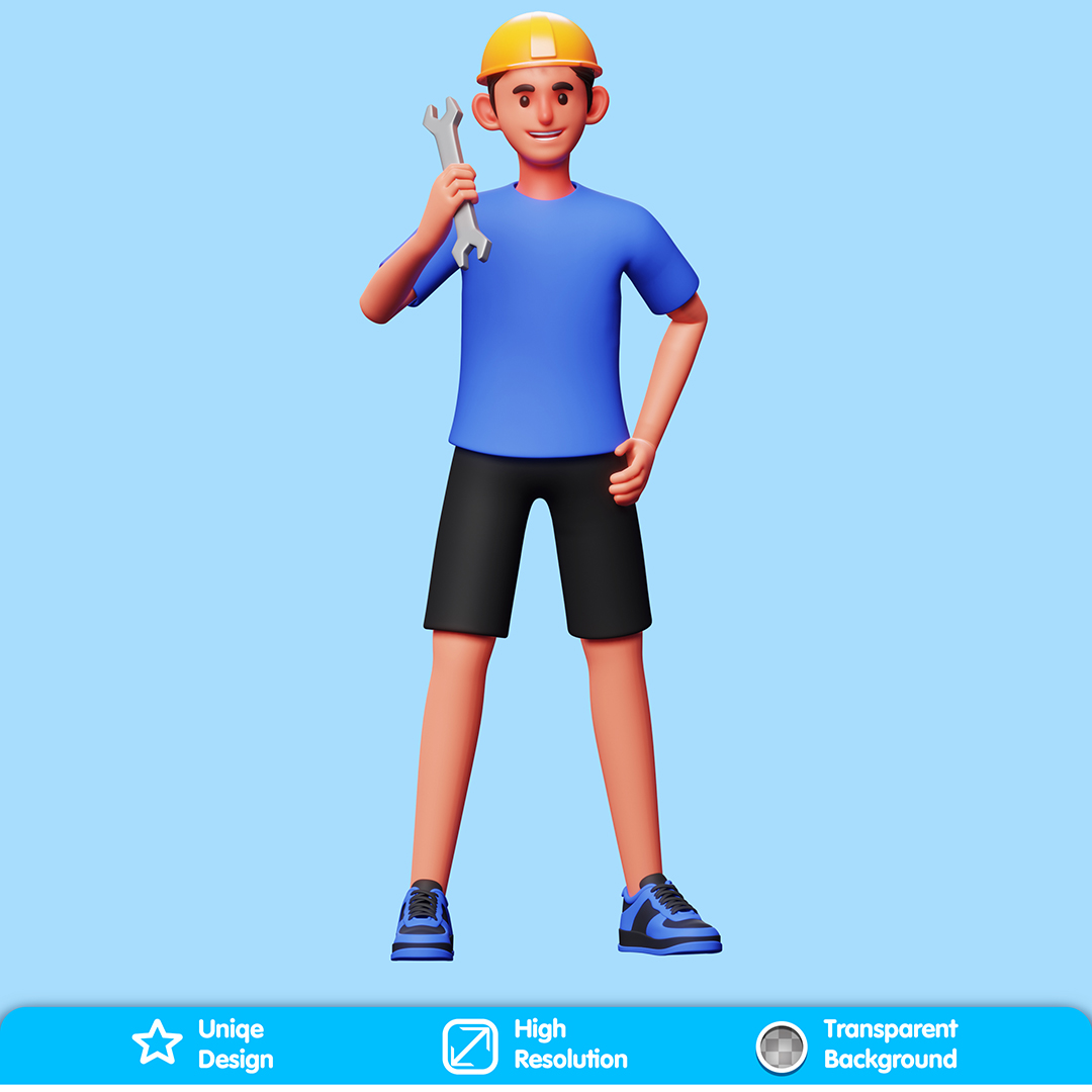 Personagem Operário Elemento 3D Composição PSD