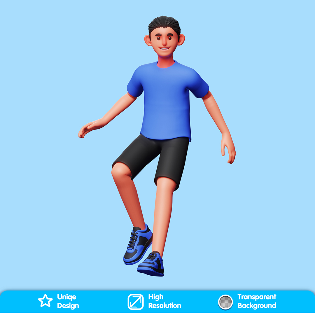 Personagem Em Movimento Elemento 3D Composição PSD