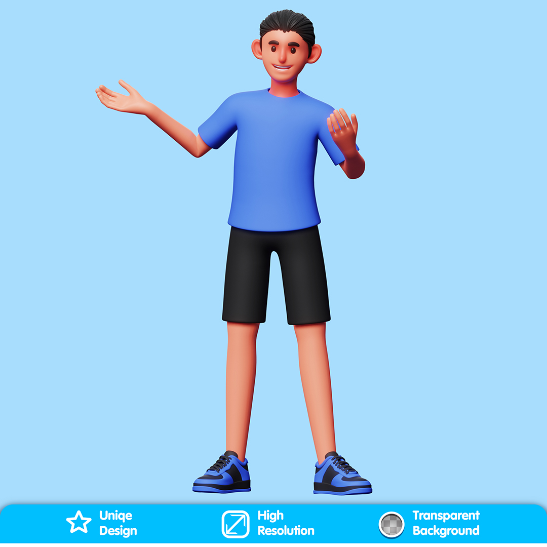 Personagem Movimentando As Mãos Elemento 3D Composição PSD