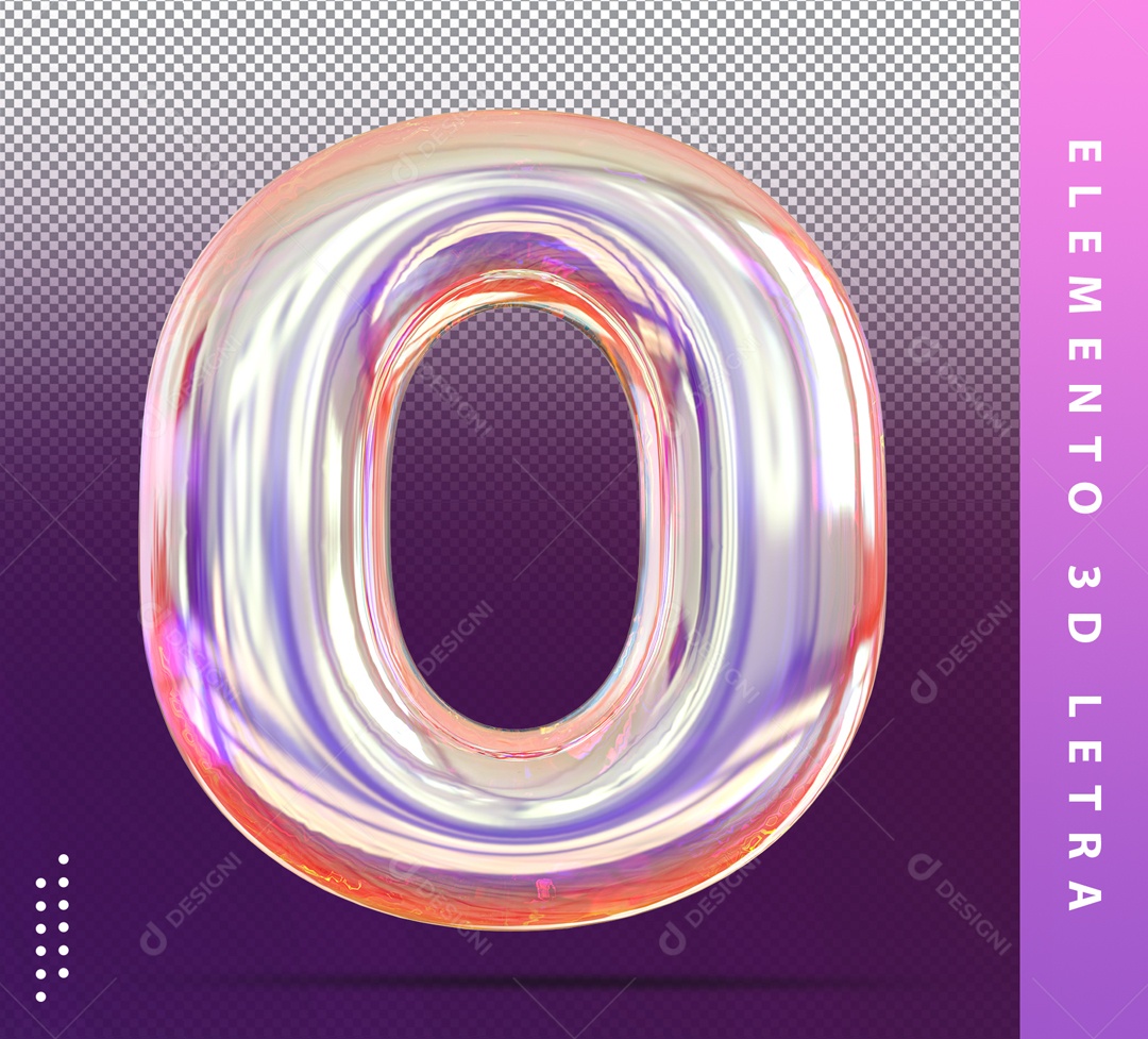 Elemento 3D Letra O Prata Com Detalhes Para Composição PSD