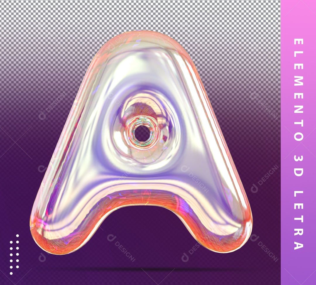 Elemento 3D Letra A Prata Com Detalhes Para Composição PSD