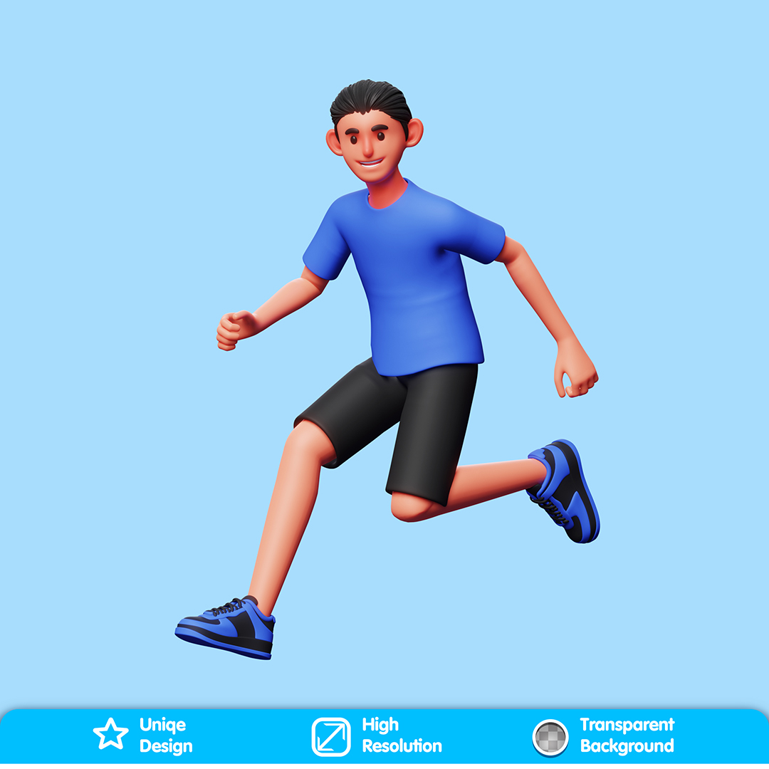 Personagem Correndo Elemento 3D Composição PSD