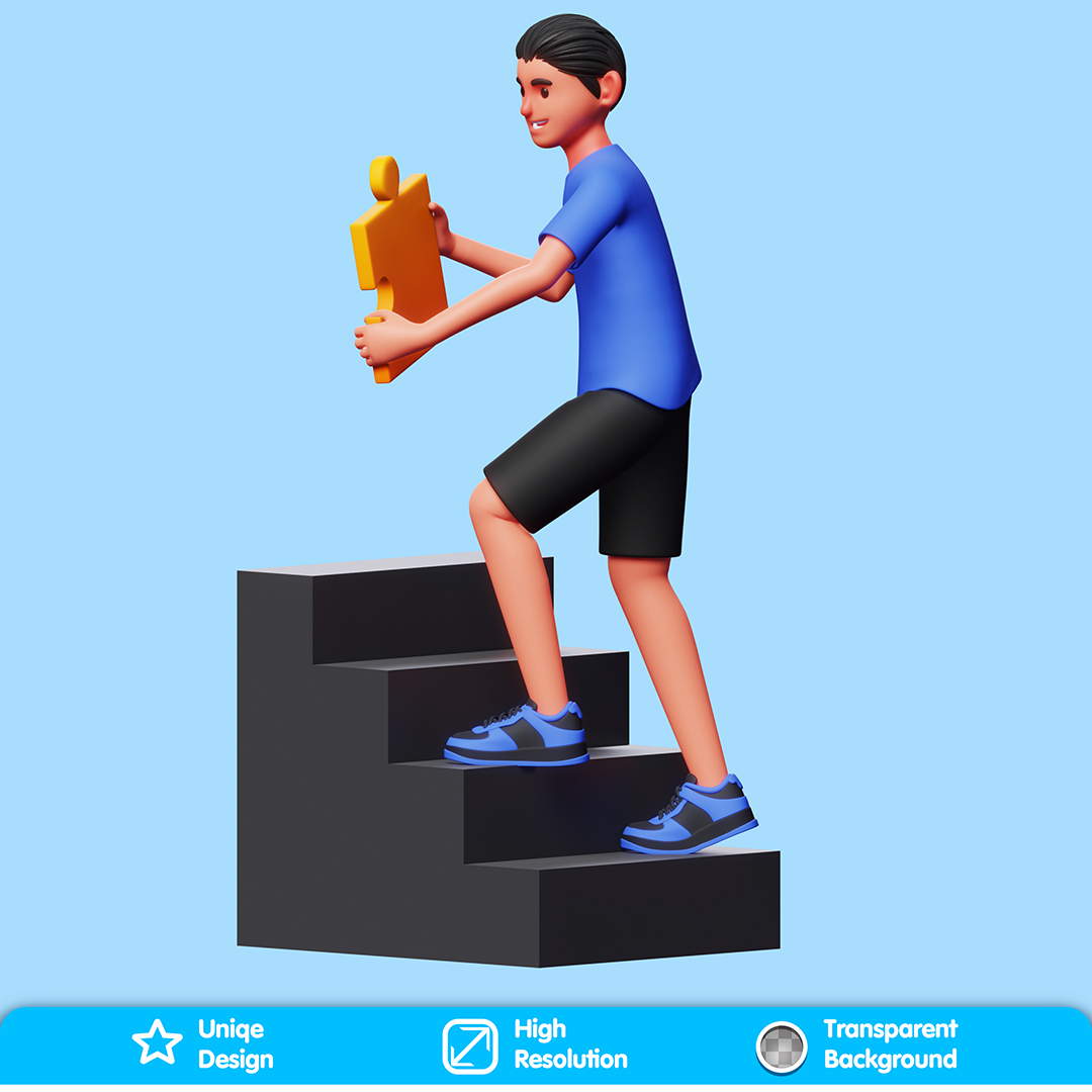 Personagem Com Peça De Quebra Cabeça Elemento 3D Para Composição PSD