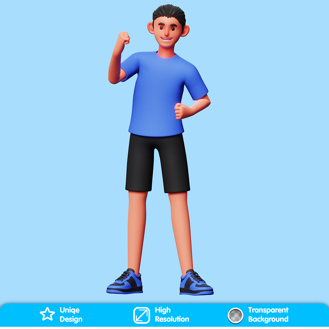 Personagem Comemorando Elemento 3D Para Composição PSD