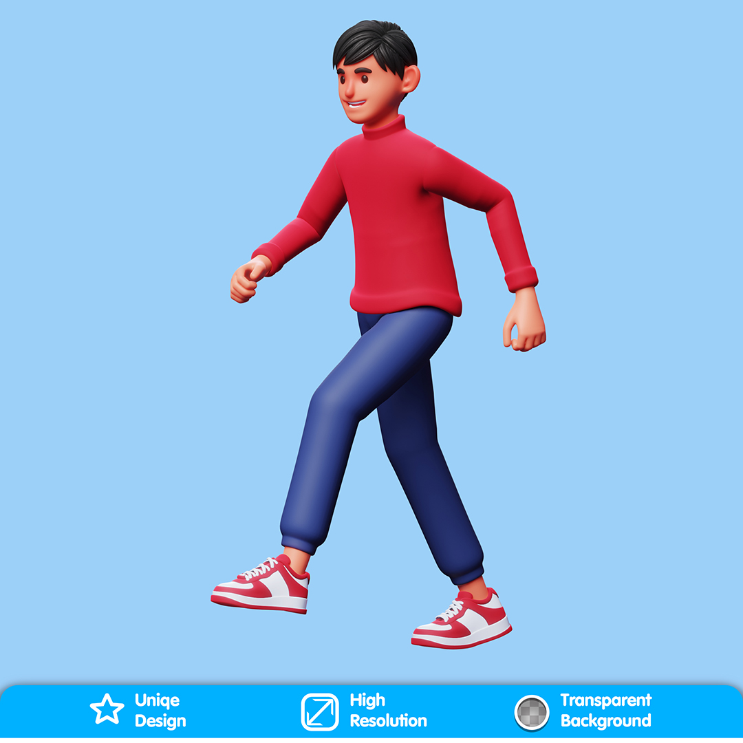 Personagem Caminhando Elemento 3D Para Composição PSD