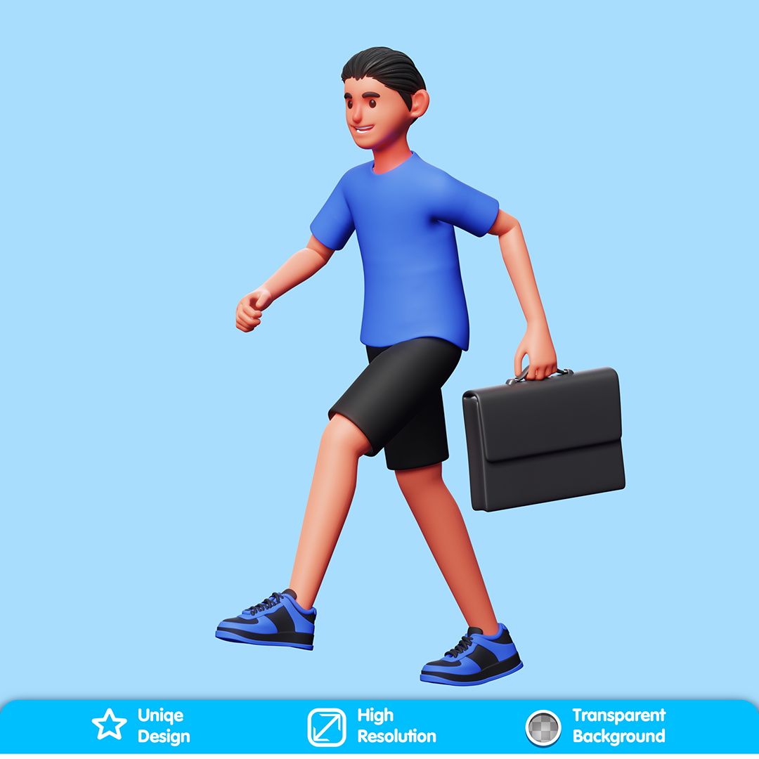 Personagem Segurando Uma Mala Elemento 3D Para Composição PSD