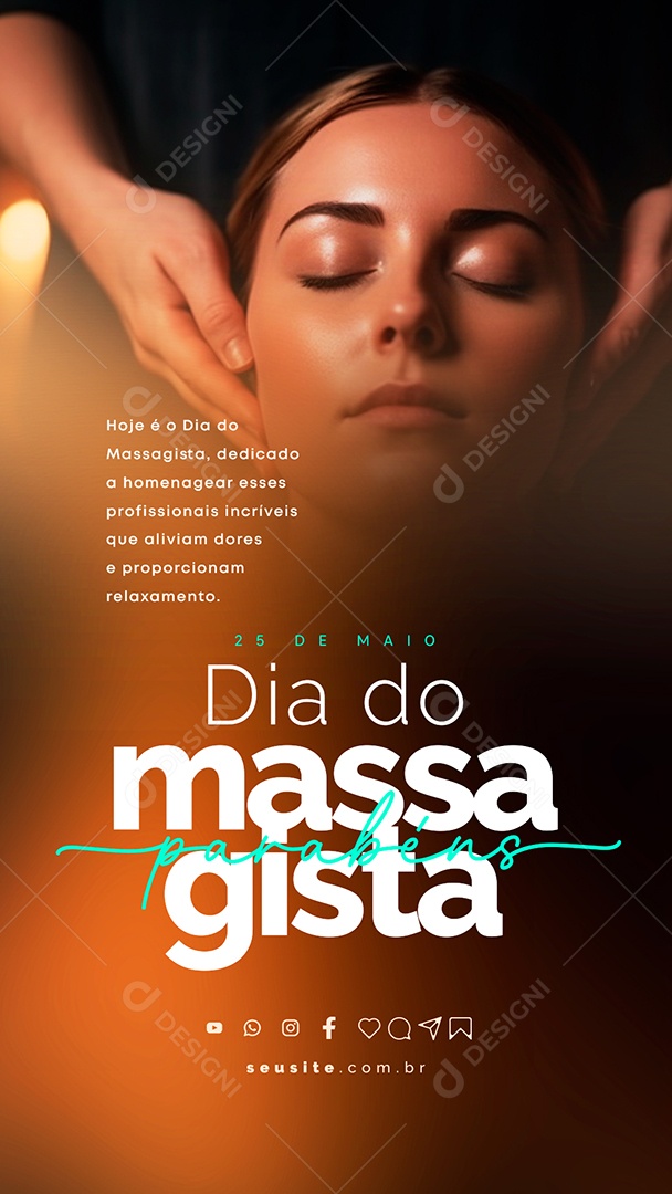 Story Social Media Parabéns Dia Do Massagista 25 De Maio PSD Editável