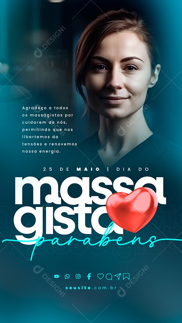Story Parabéns Dia Do Massagista 25 De Maio Social Media PSD Editável