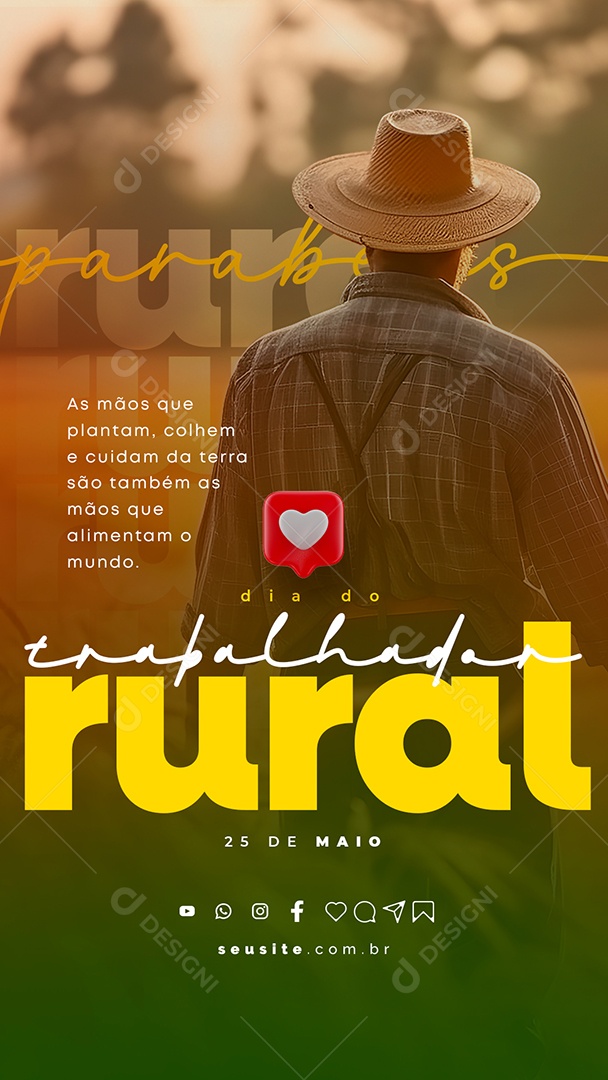 Story Colhem e Cuidam Da Terra Dia Do Trabalhador Rural Social Media PSD Editável