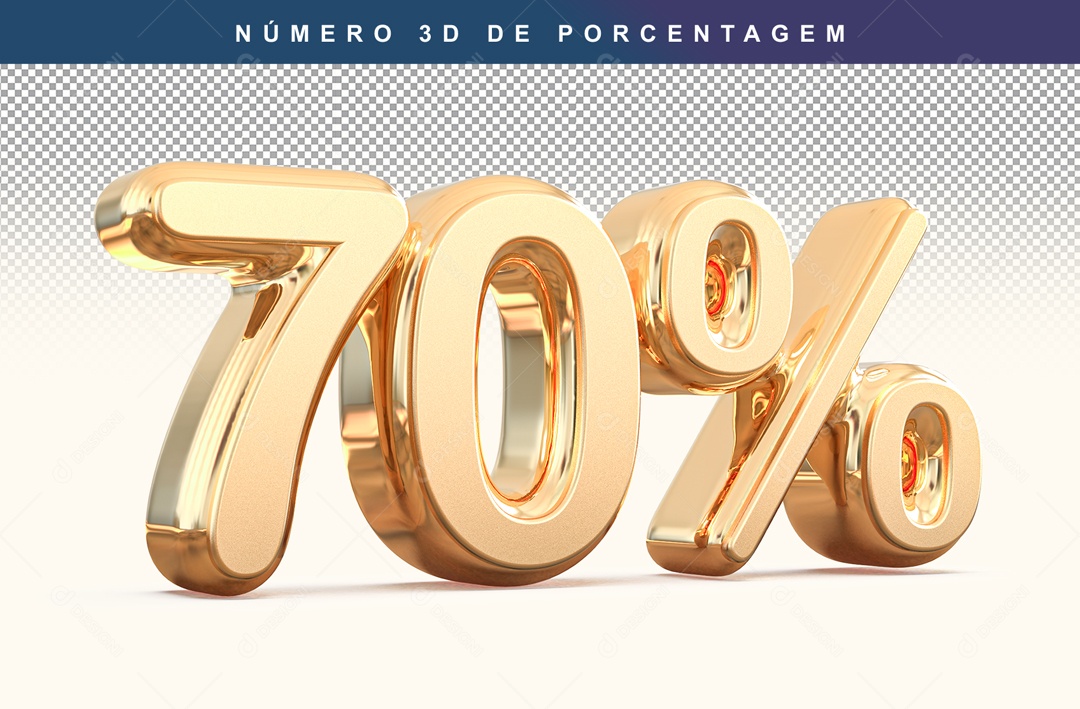 Número 3D Dourado 70% Para Composição PSD