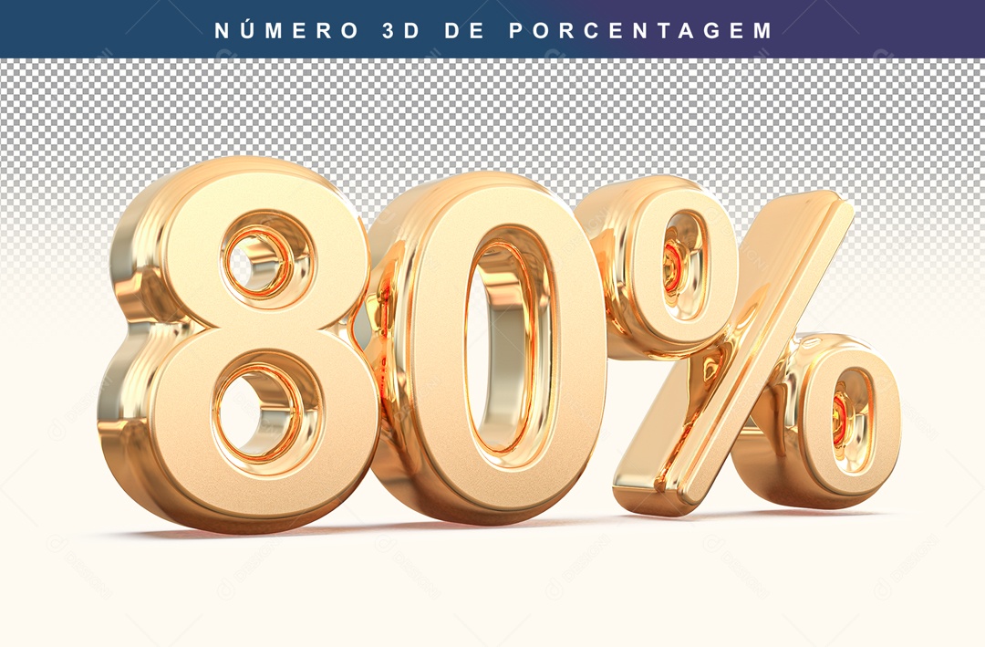 Número 3D Dourado 80% Para Composição PSD