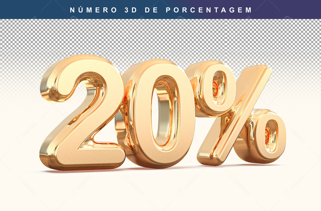 Número 3D Dourado 20% Para Composição PSD