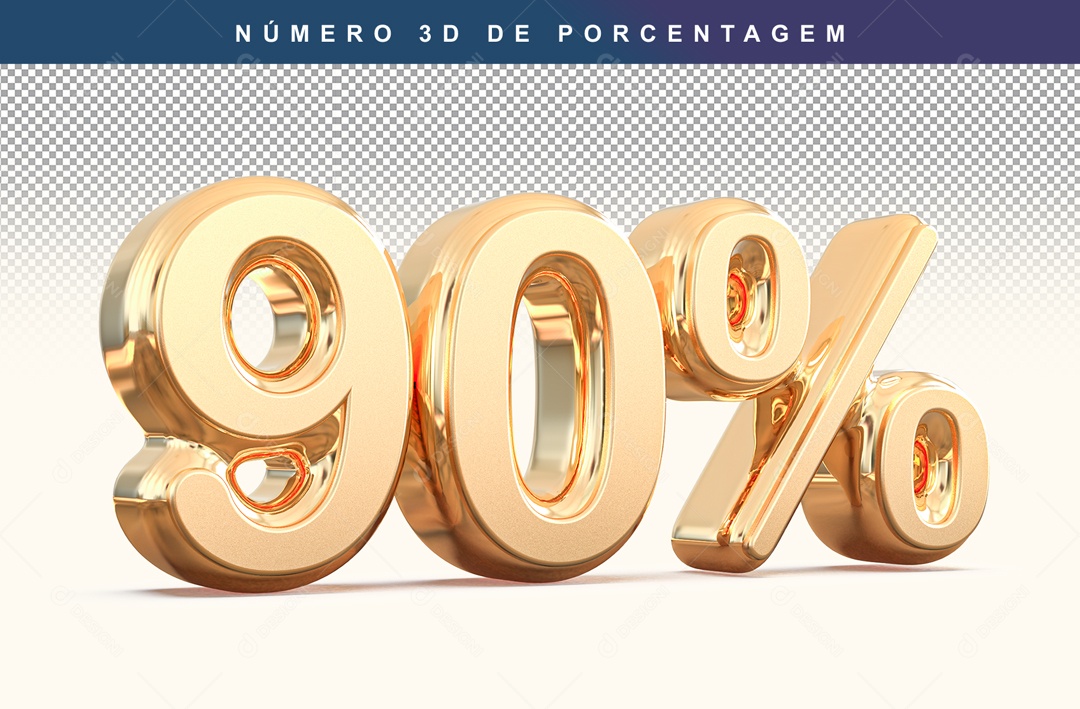 Número 3D Dourado 90% Para Composição PSD