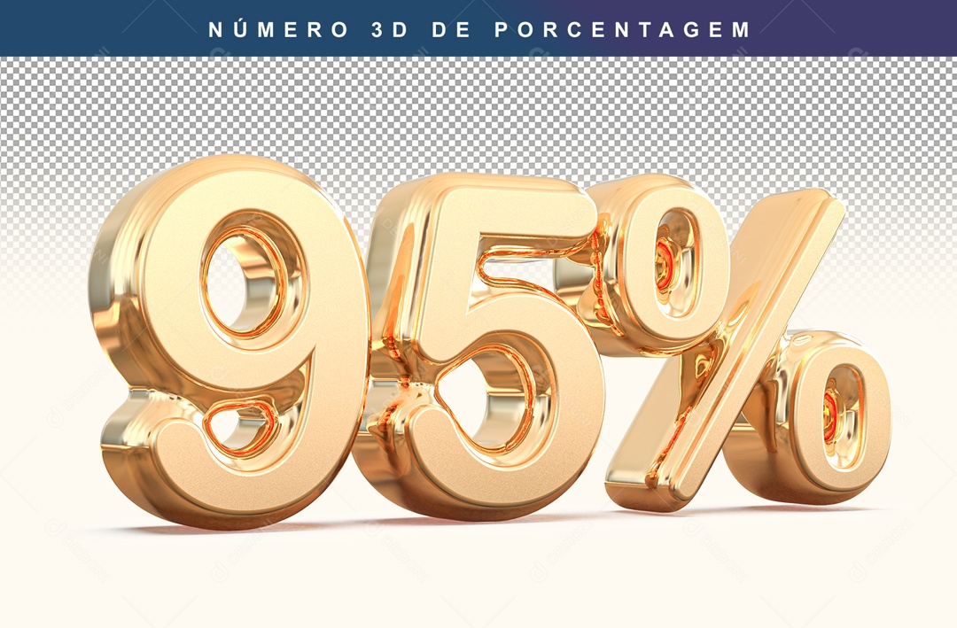 Número 3D Dourado 95% Para Composição PSD