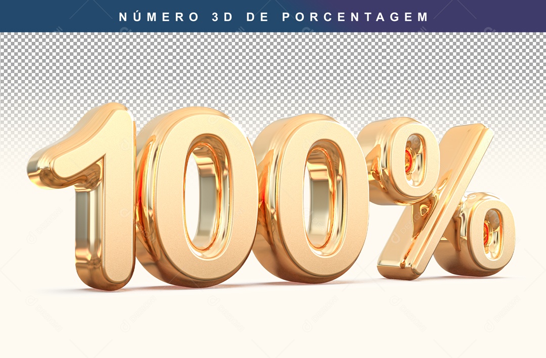 Número 3D Dourado 100% Para Composição PSD