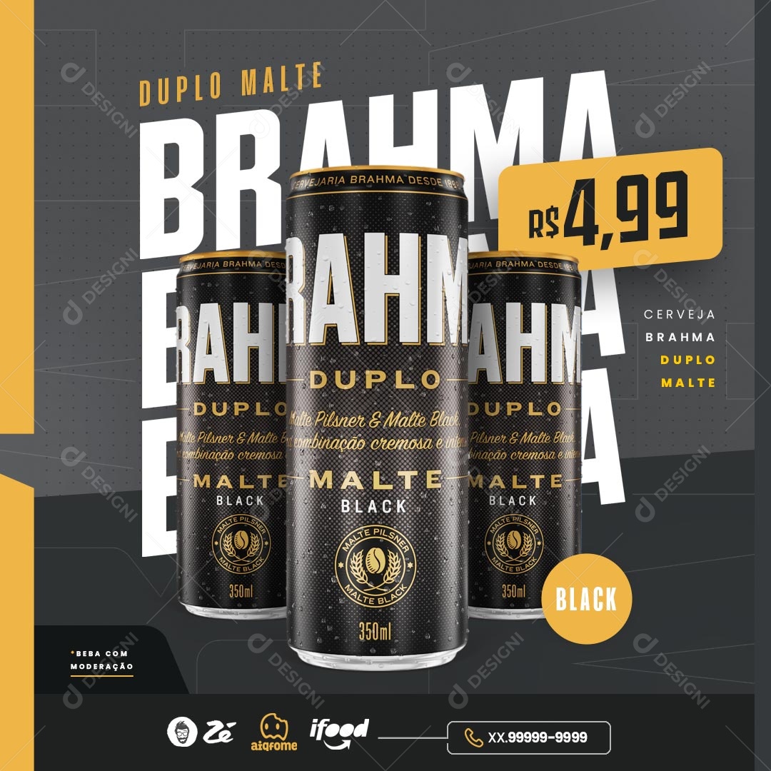 Brahma Duplo Malte Black Social Media PSD Editável