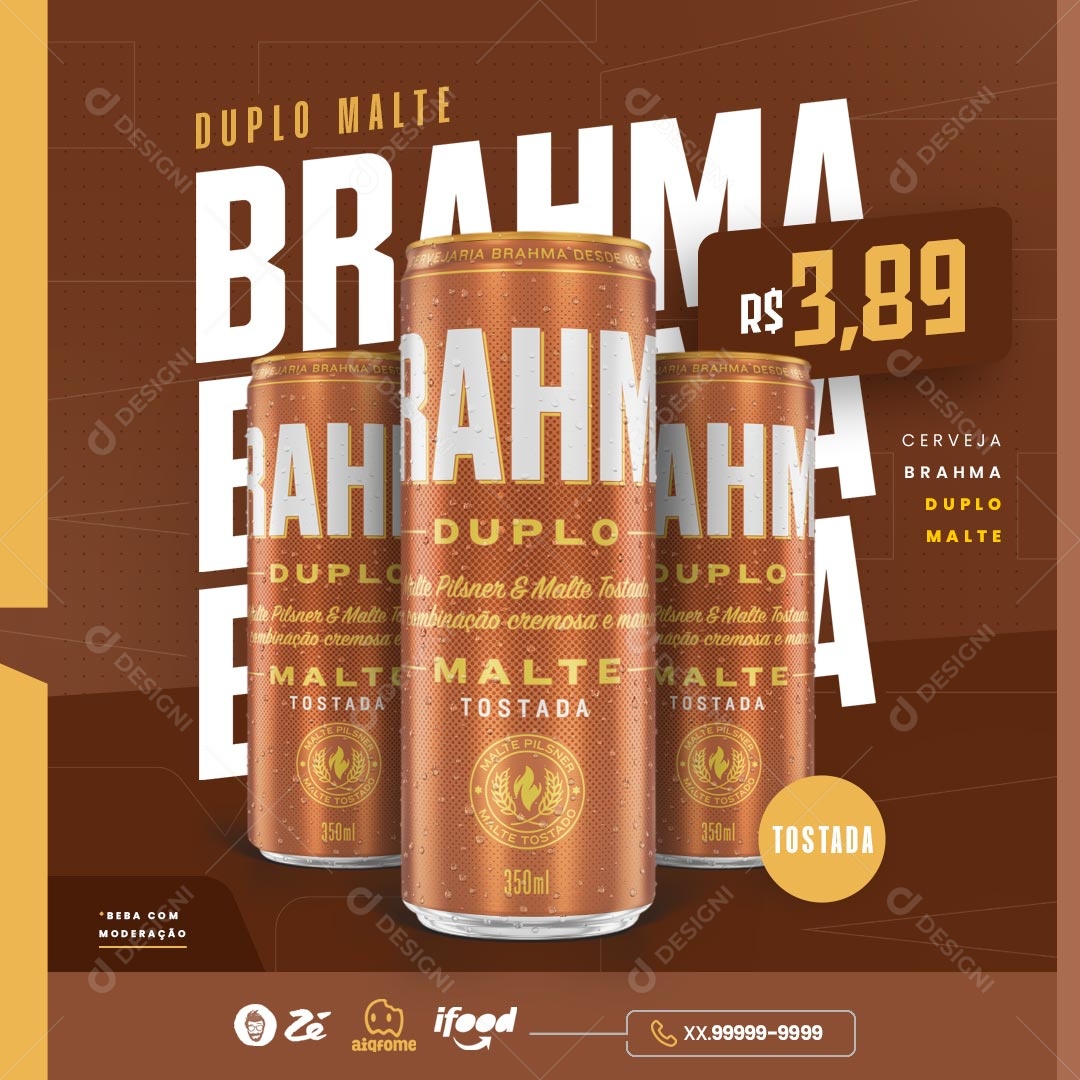 Brahma Duplo Malte Tostada Social Media PSD Editável