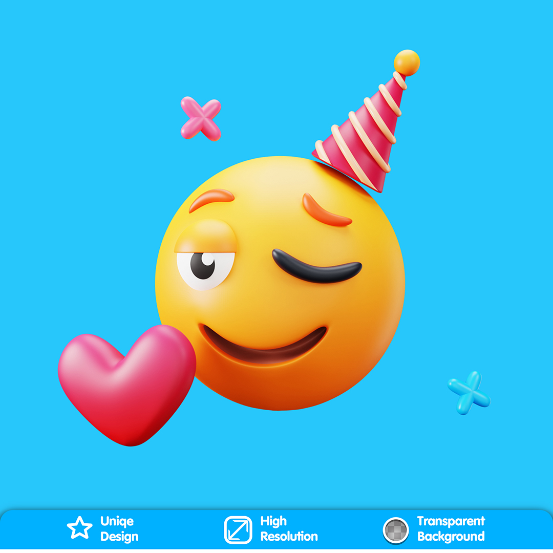 Emoji Piscando O Olho 3D Para Composição PSD