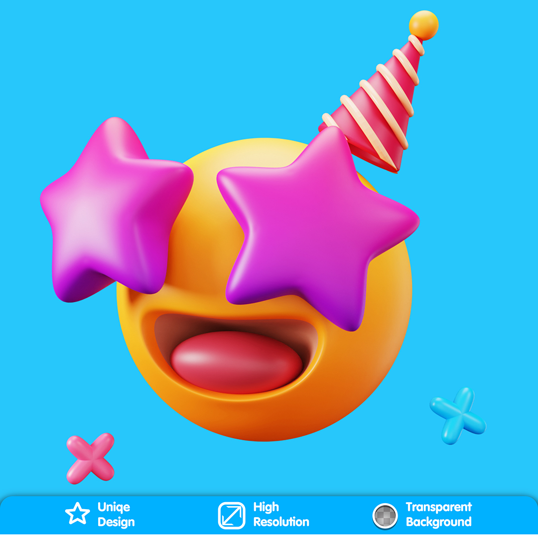 Emoji Com Olho De Estrela Elemento 3D Para Composição PSD