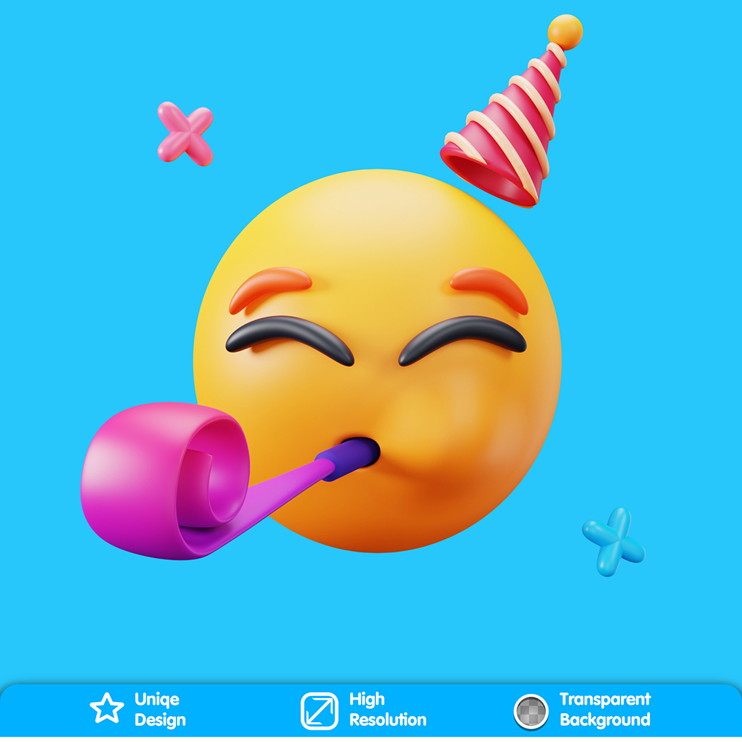 Emoji Comemorando Aniversario Elemento 3D Para Composição PSD