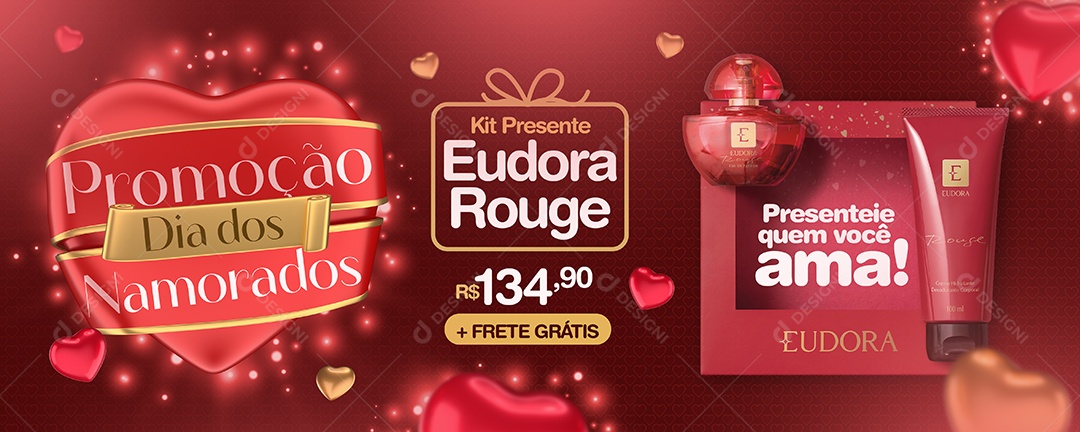 Banner Promoção Dia Dos Namorados  Kit Presente Eudora Rouge Social Media PSD Editável