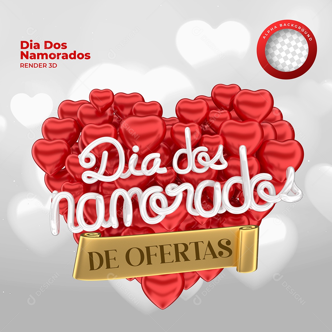 Dia Dos Namorados De Ofertas Selo 3D Para Composição PSD