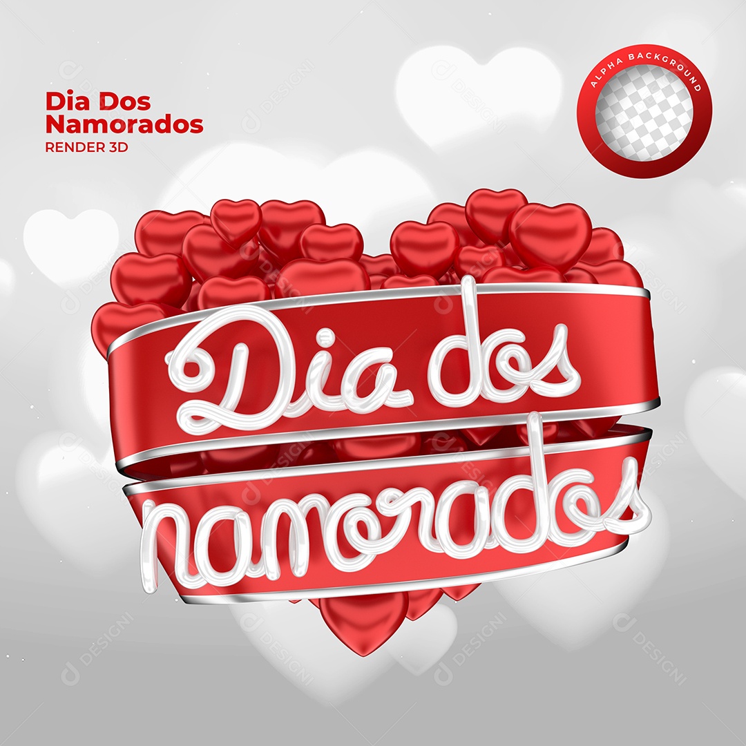 Dia Dos Namorados Selo 3D Para Composição PSD