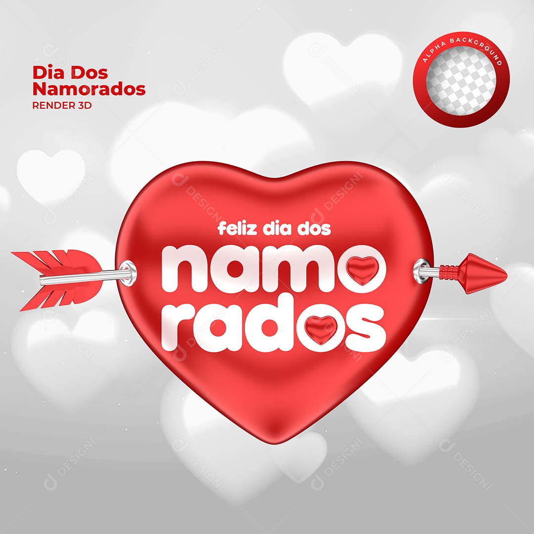 Feliz Dia Dos Namorados Selo 3D Para Composição PSD
