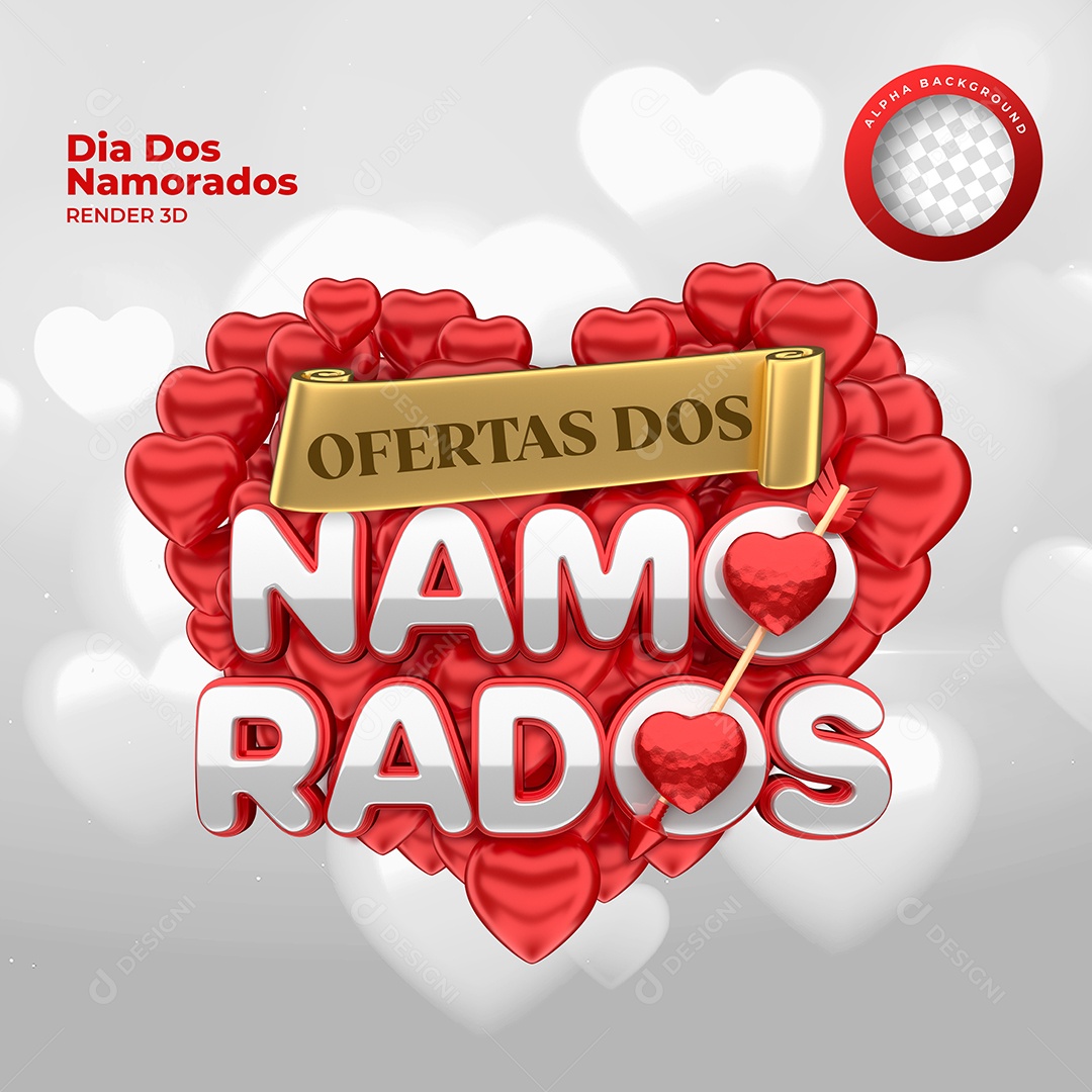 Ofertas Dos Namorados Selo 3D Para Composição PSD