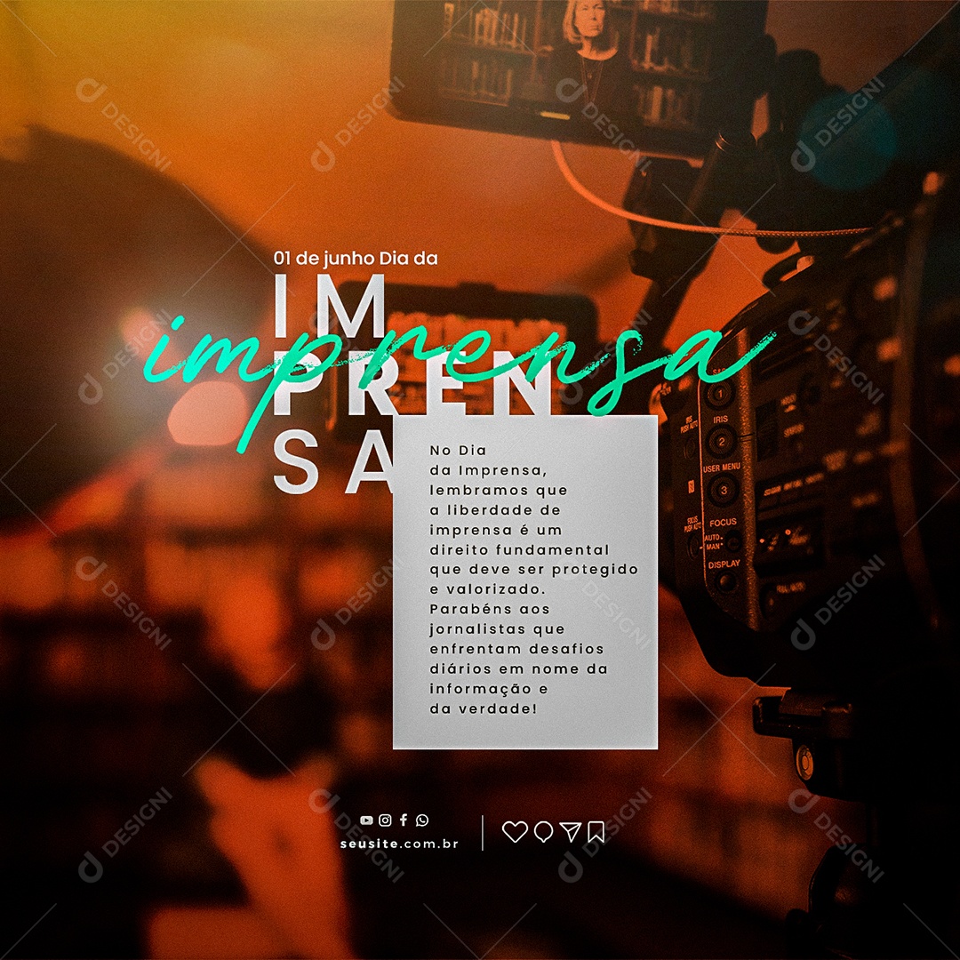 Parabéns Aos Jornalistas 01 De Junho Dia Da Imprensa Social Media PSD Editável