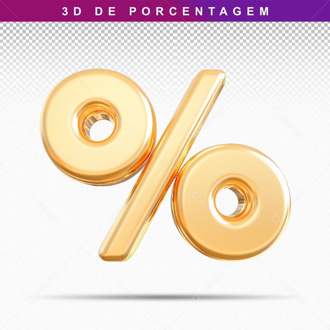 Símbolo 3D Dourado De Porcentagem Para Composição PSD
