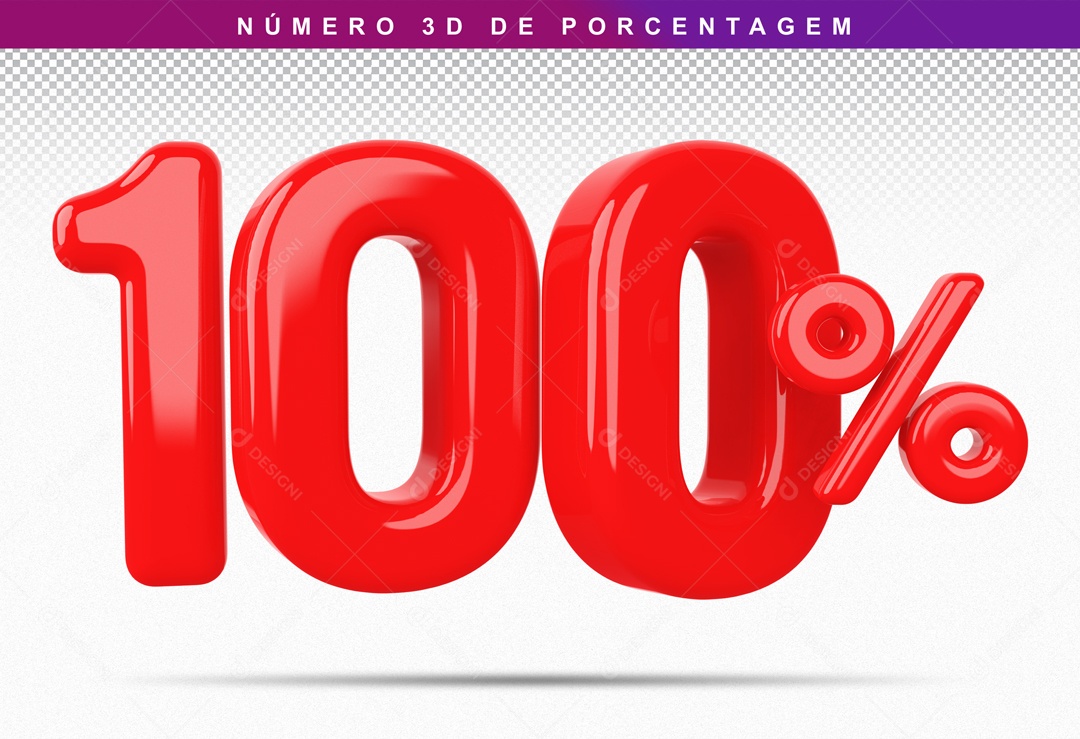 Número 3D Vermelho 100% Para Composição PSD