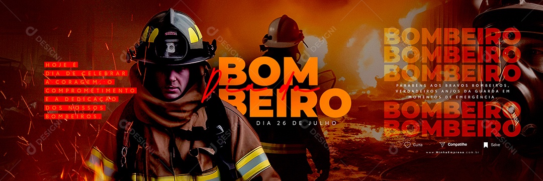 Parabéns Aos Bravos Dia Nacional Do Bombeiro Carrossel Social Media PSD Editável