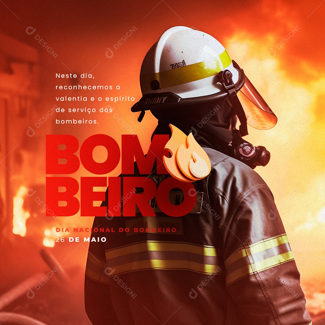 Social Media Dia Nacional Do Bombeiro 26 De Maio PSD Editável
