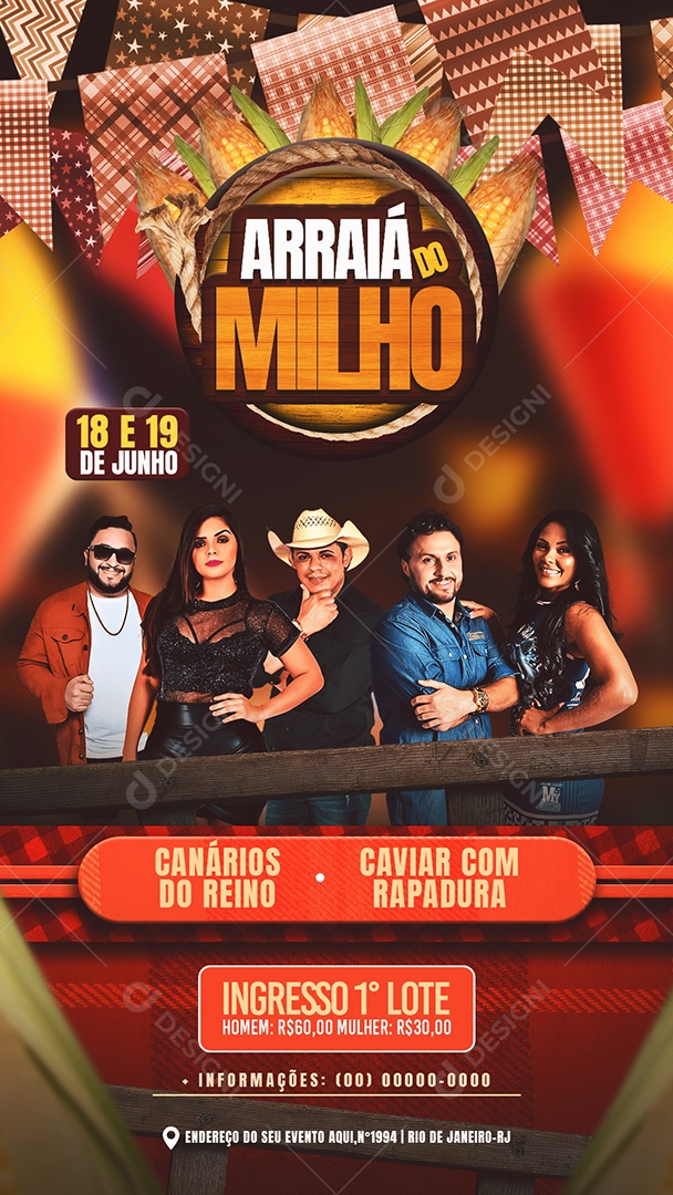 Story Flyer Arraiá do Milho Social Media PSD Editável