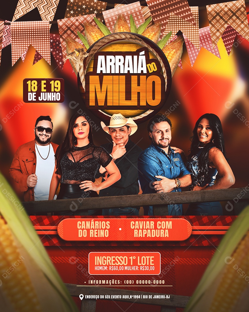 Flyer Arraiá do Milho Social Media PSD Editável