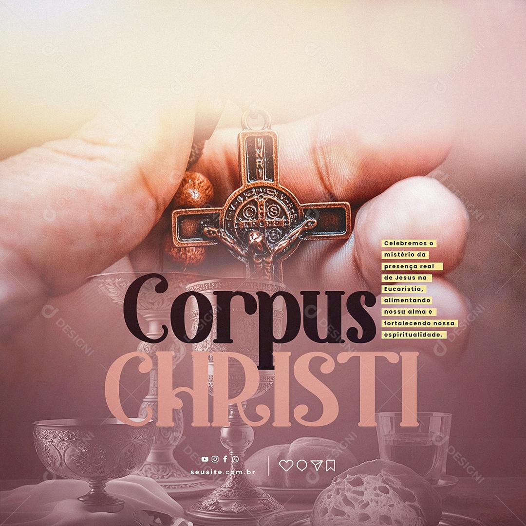 Celebremos o Mistério Da Presença Corpus Christi Social Media PSD Editável