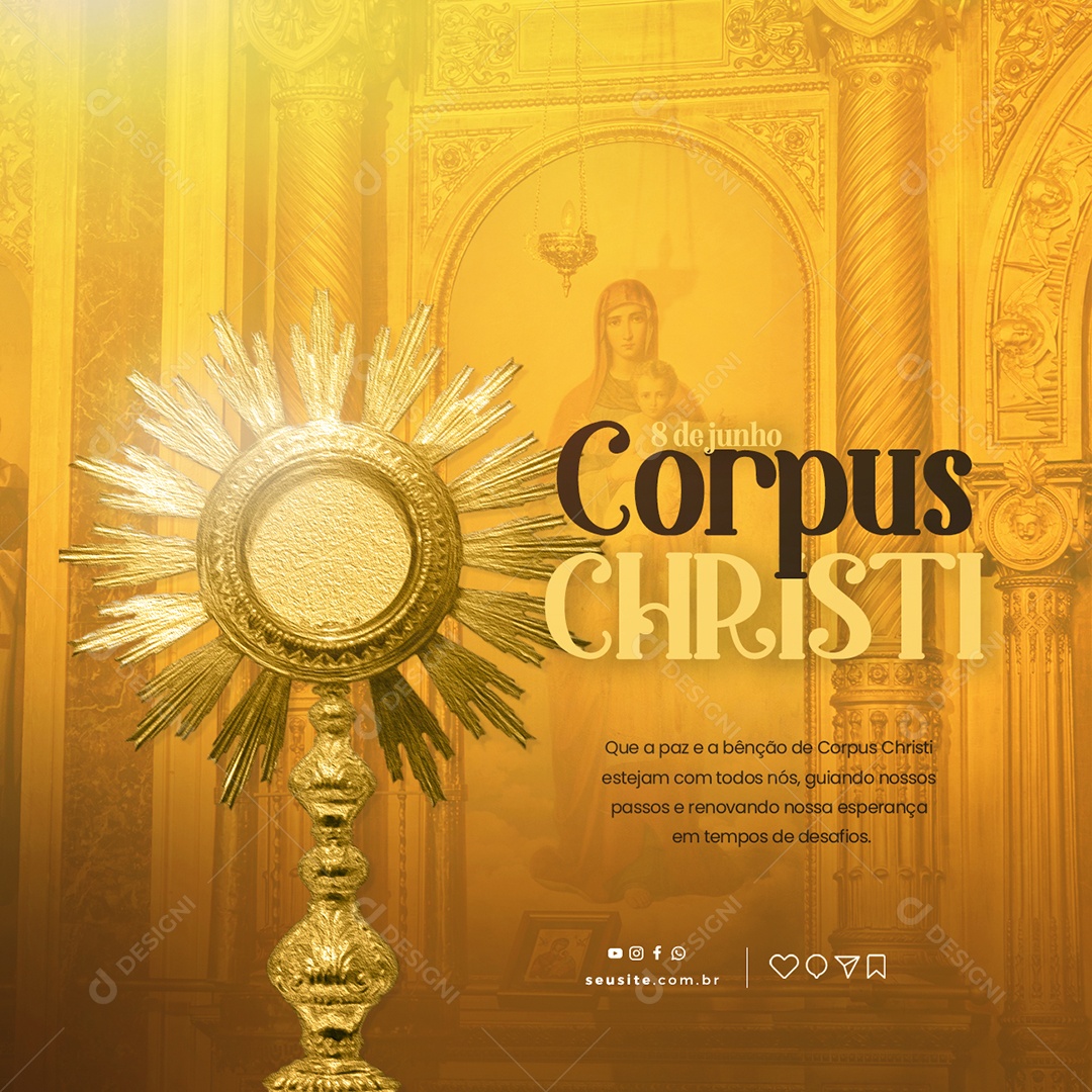 Que A Paz e a Benção De Corpus Christi Social Media PSD Editável