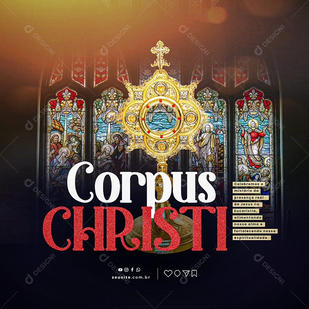 Celebremos O Mistério Da Presença Corpus Christi Social Media PSD Editável