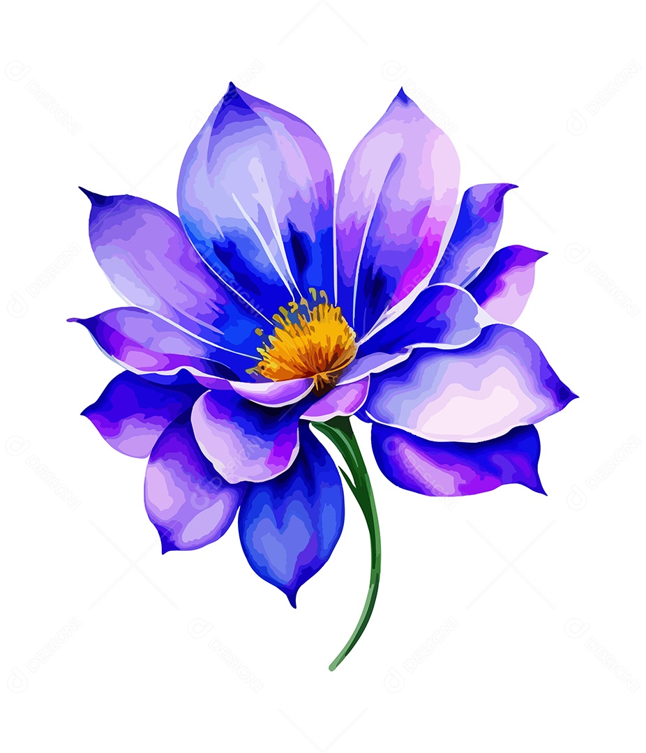 Flor De Aquarela Desenhada De Mão Vetor EPS