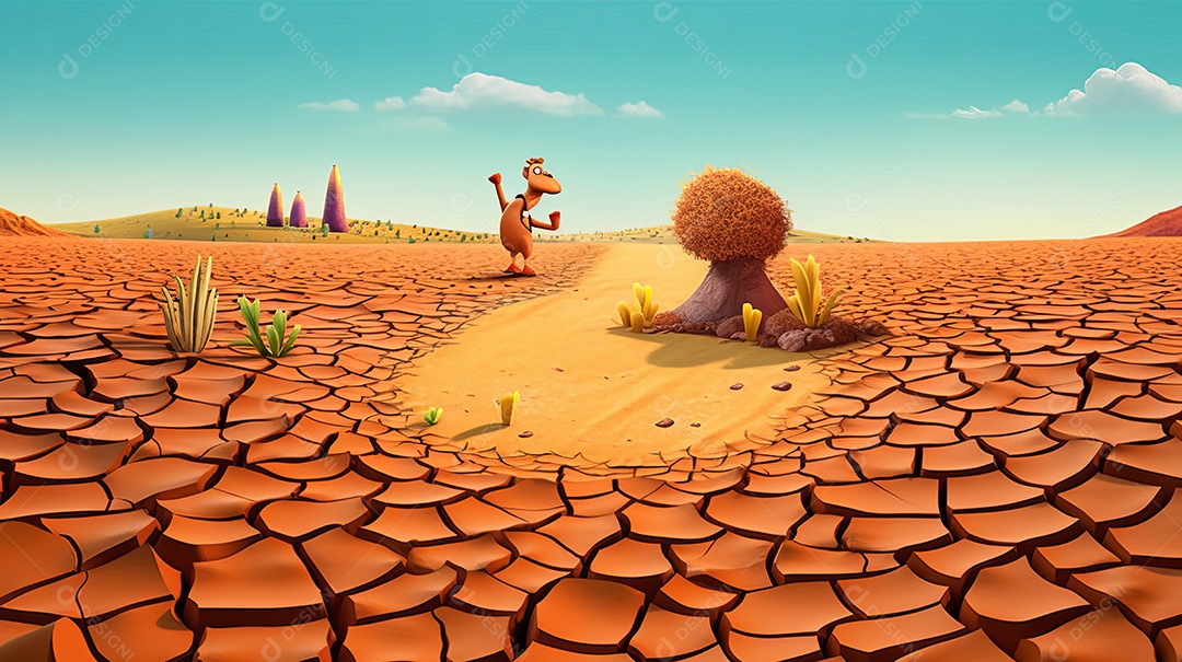 Dia Mundial Contra a Seca e Desenhos Animados em 3D da Seca 17 de junho Generative AI.