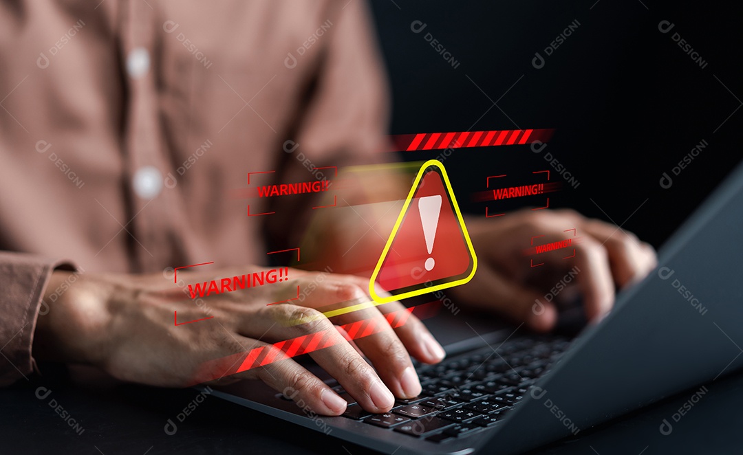 Sinal de advertência do sistema para erro de notificação e conceito de manutenção