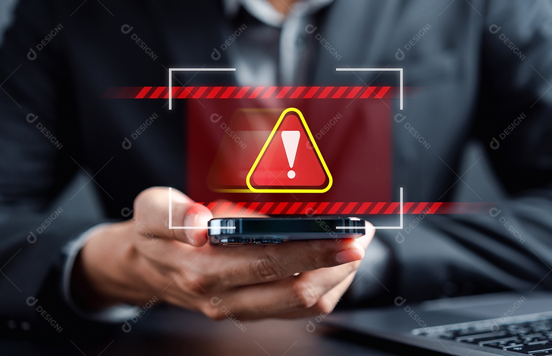 Sinal de advertência do sistema para erro de notificação e conceito de manutenção.