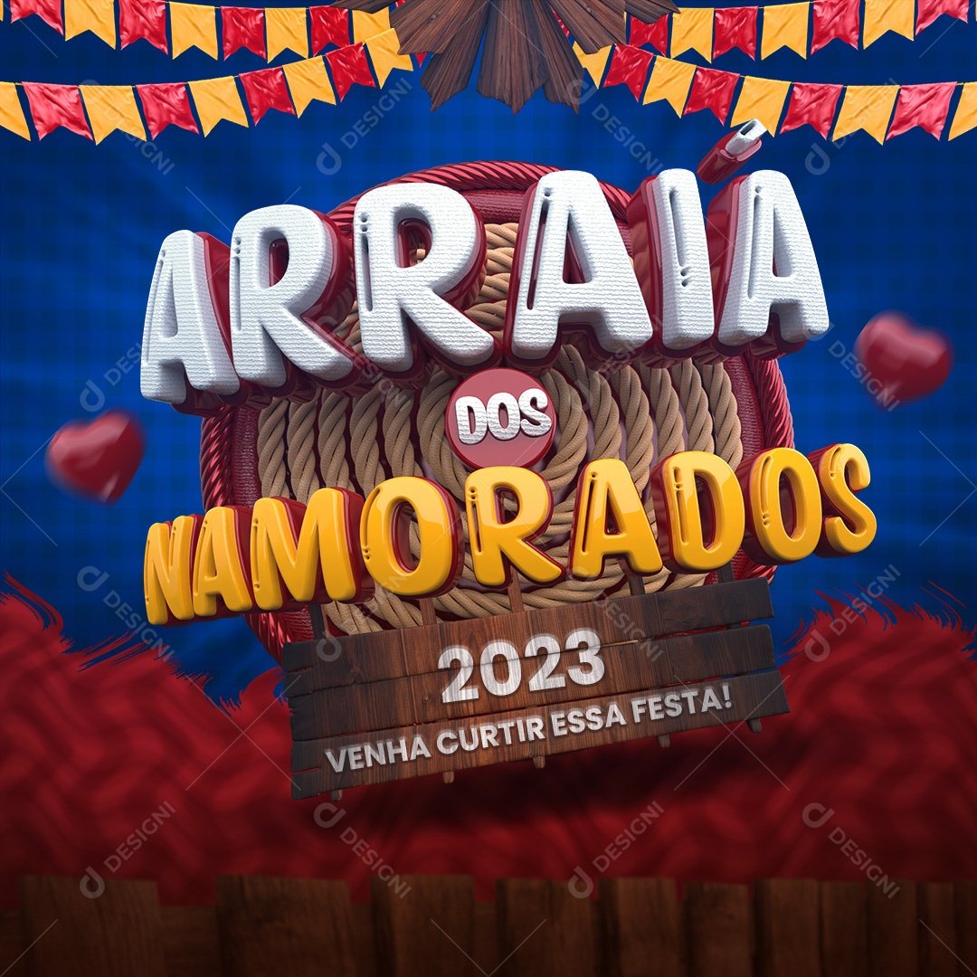 Selo 3D Arraia Dos Namorados Curtir As Festa Para Composição PSD