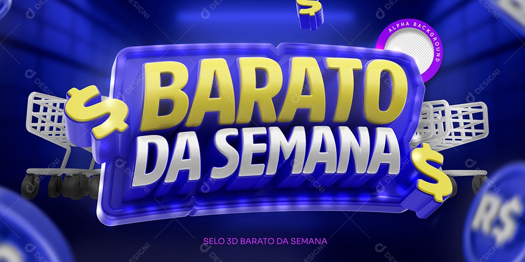 Selo 3D Barato da Semana Social Media PSD Editável
