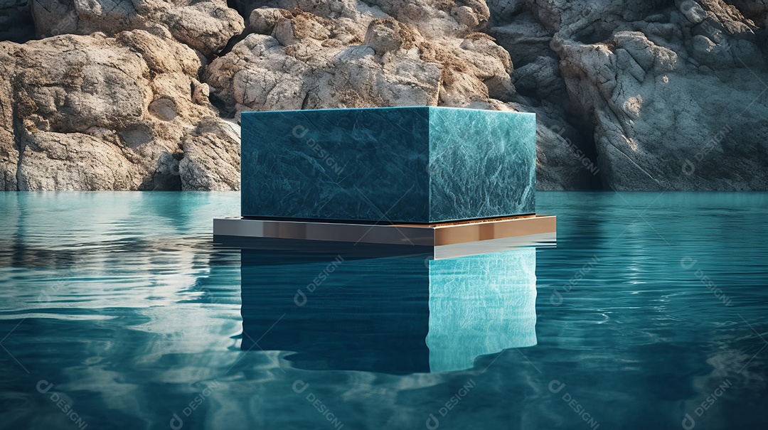 Maquete do palco do pódio para exibição do produto decorado Verão, a estação mais quente Generative AI.